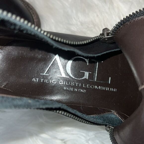 AGL Attilio Giusti Leombruni Black Leather Ankle Boots Double Zip - Picture 8 of 9